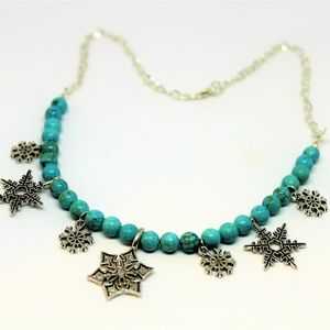 Snowflakes turquoise delicate necklace
